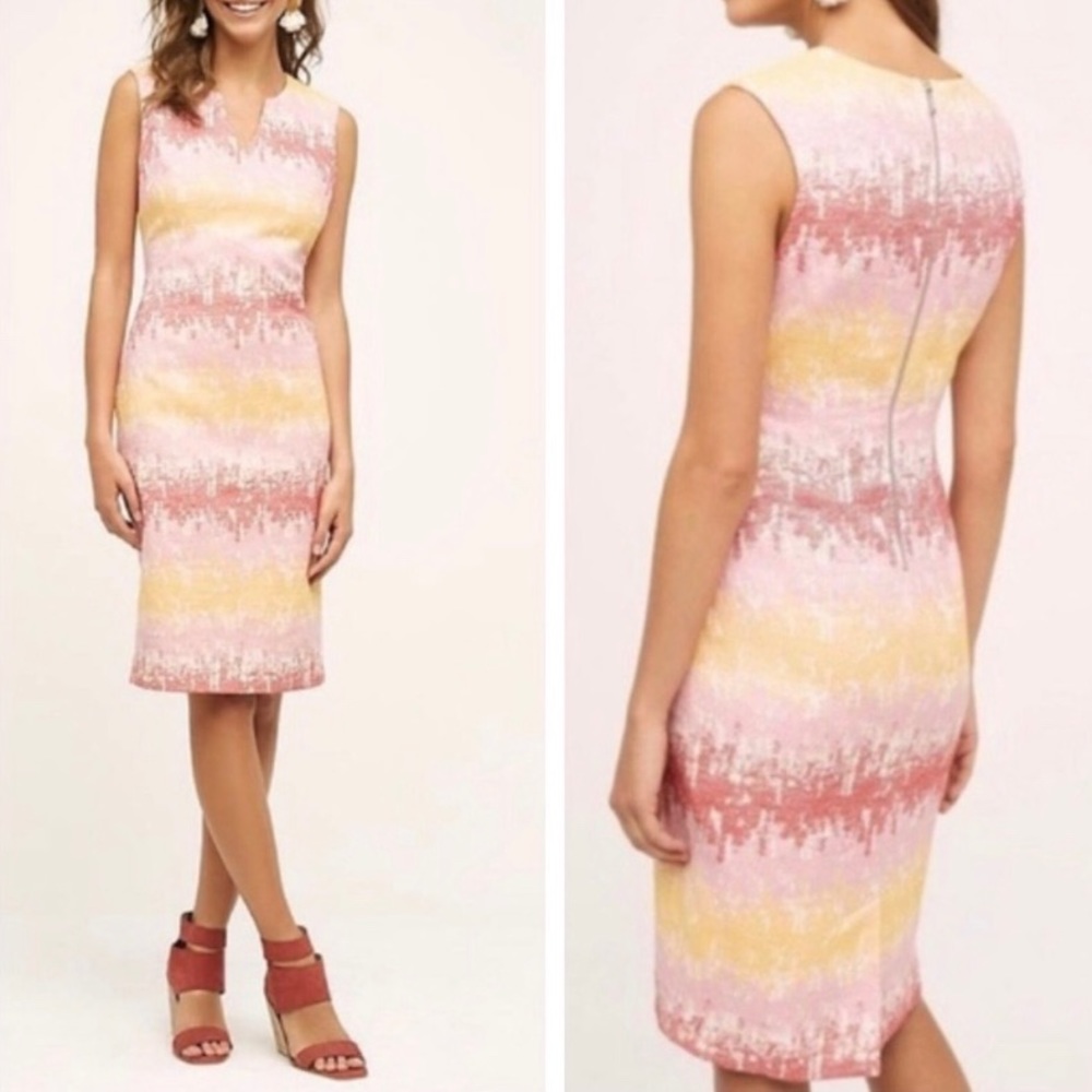 Anthropologie Pink and Yellow Sleeveless Dress
